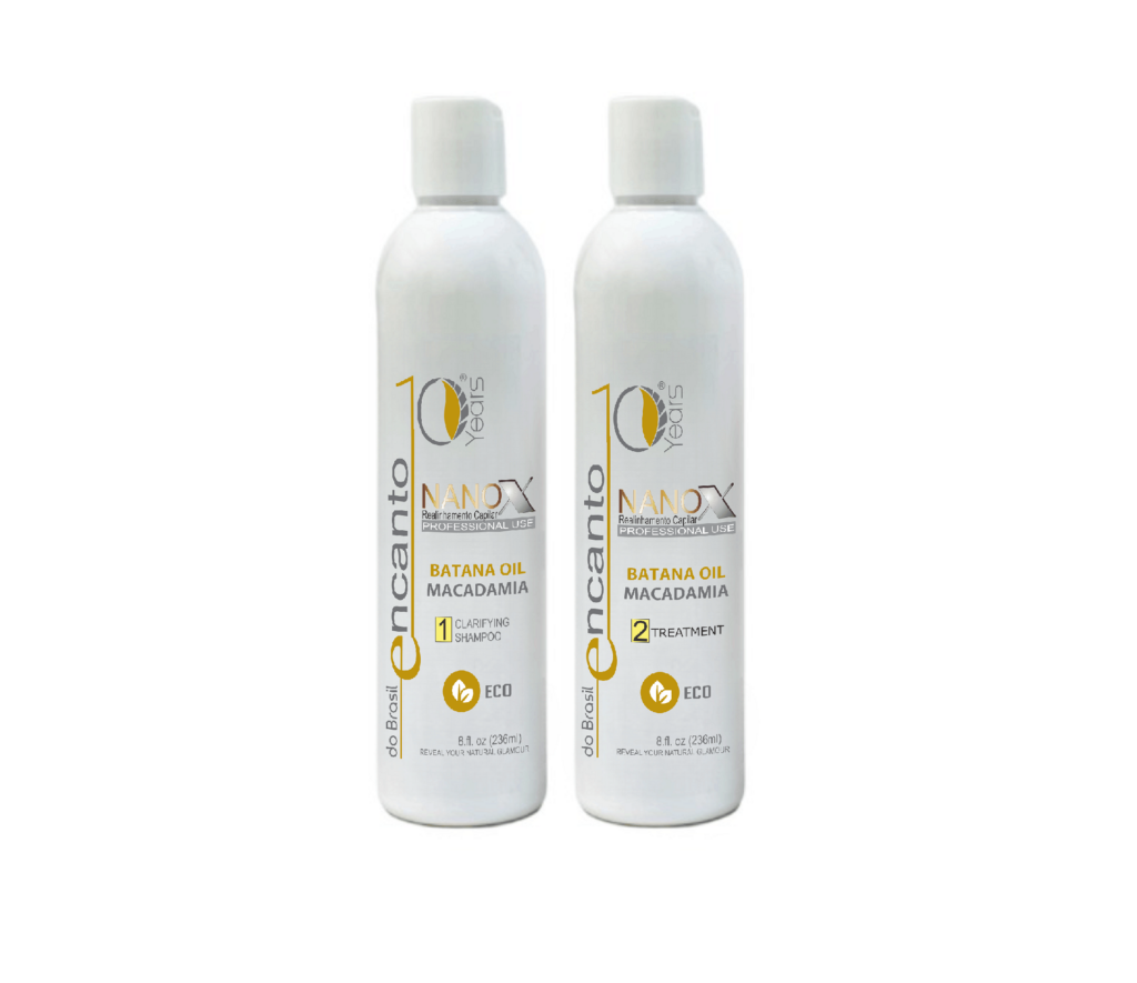 Zestaw do keratynowego prostowania włosów Encanto do Brasil Nanox 2x236 ml